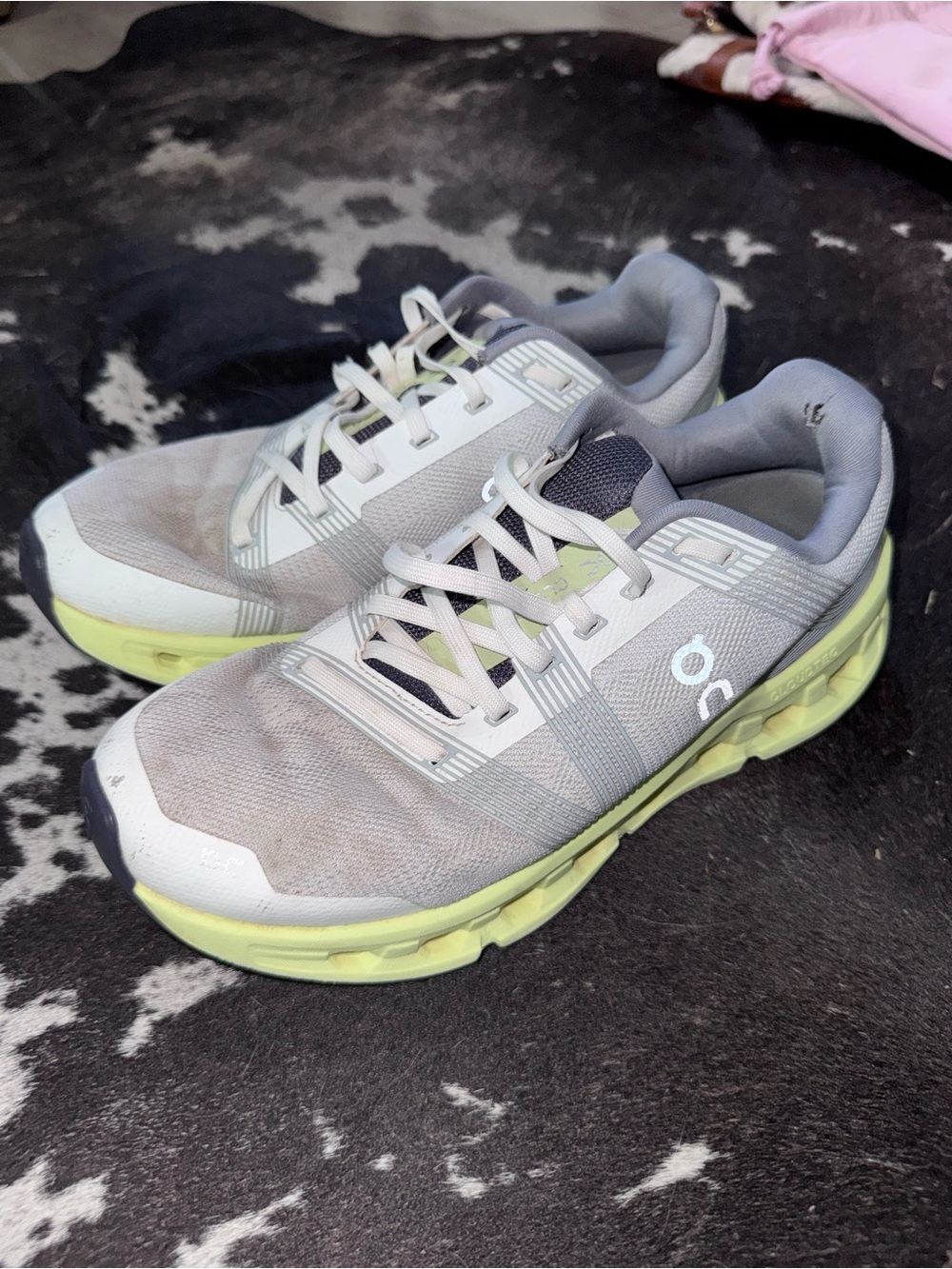 On Running Women’s Athletic Shoes in Light Gray and Lime